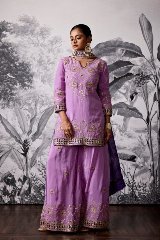 Lavender Gota Patti Sharara Set