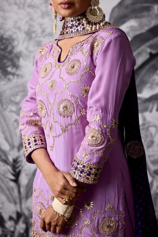 Lavender Gota Patti Sharara Set