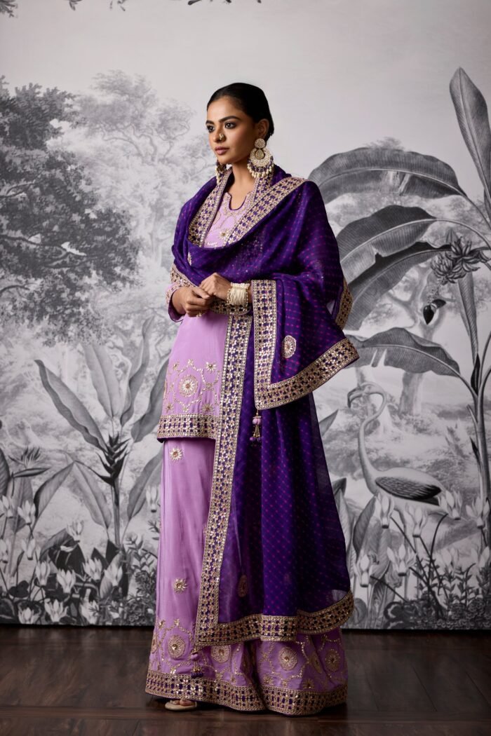 Lavender Gota Patti Sharara Set