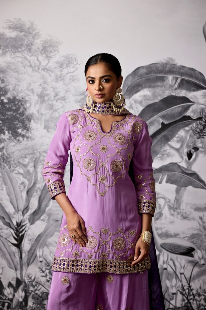 Lavender Gota Patti Sharara Set