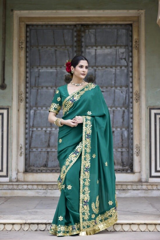 Ranisa Emerald Green Saree