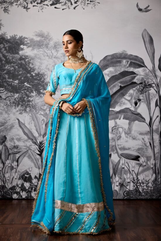 Coral Blue Gota Lehenga Set