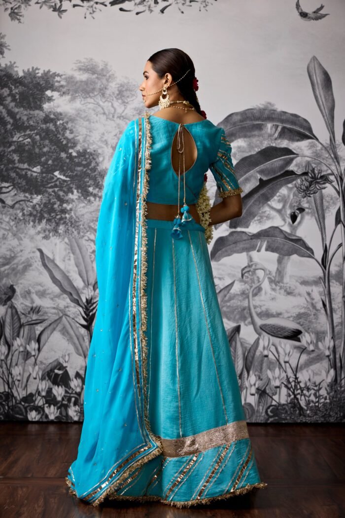 Coral Blue Gota Lehenga Set