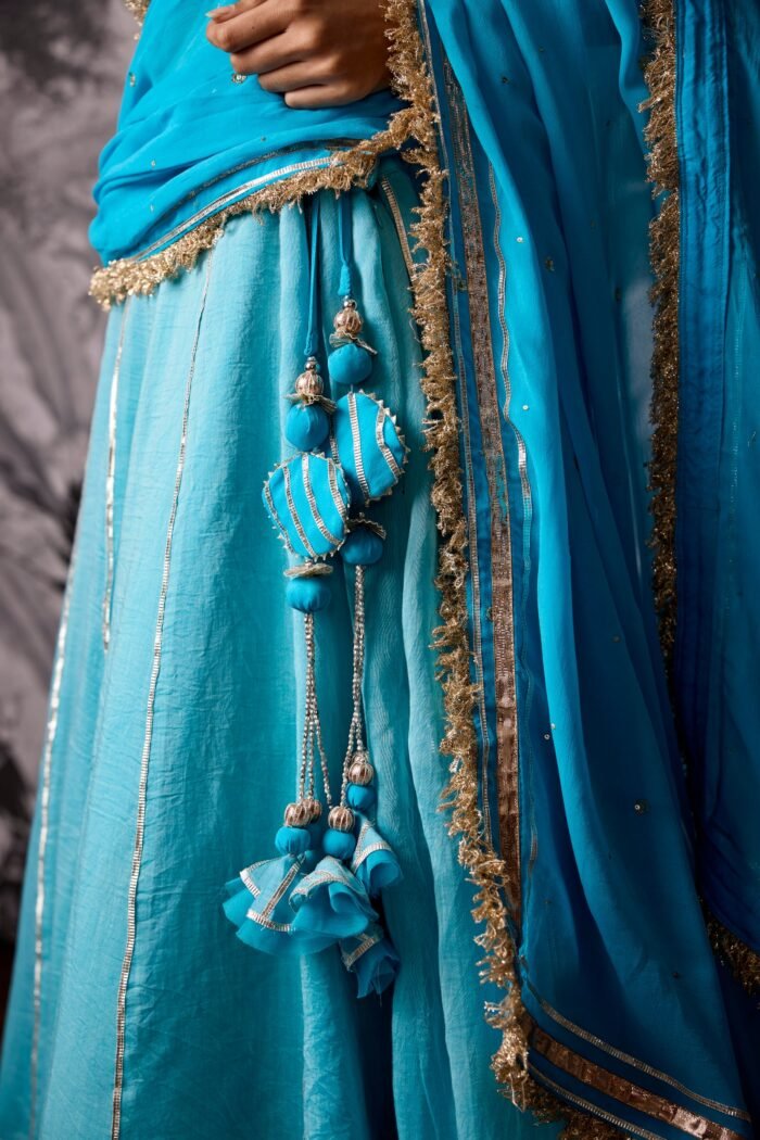 Coral Blue Gota Lehenga Set