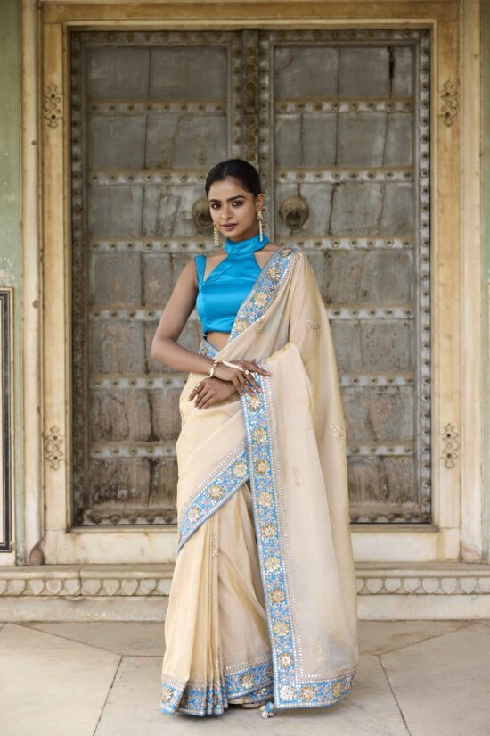 Gota Patti Golden Tissue Saree