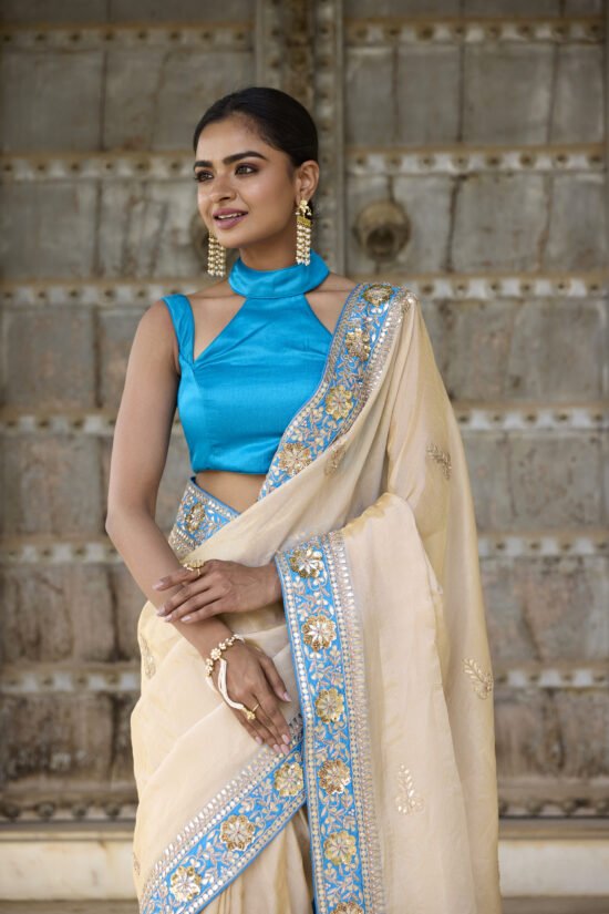 Gota Patti Golden Tissue Saree