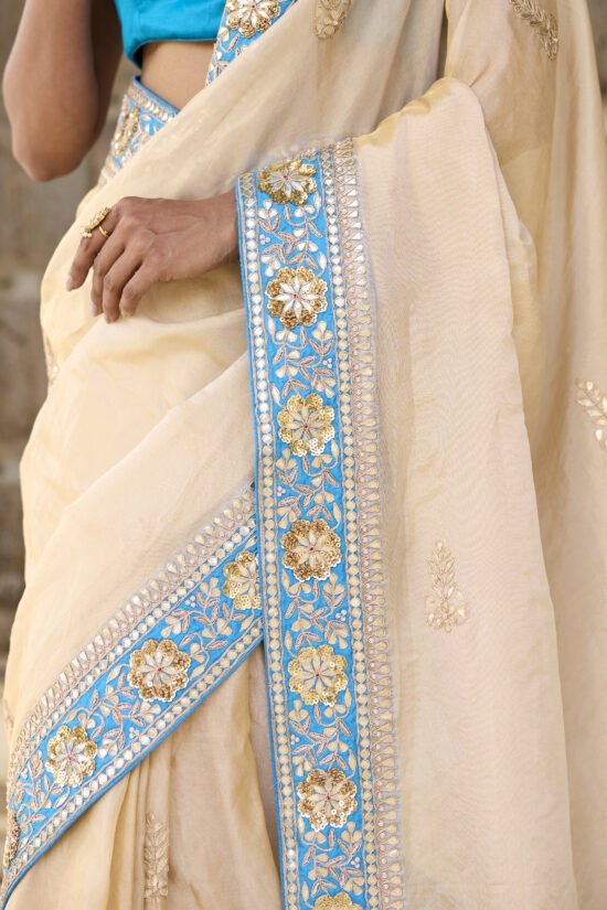 Gota Patti Golden Tissue Saree