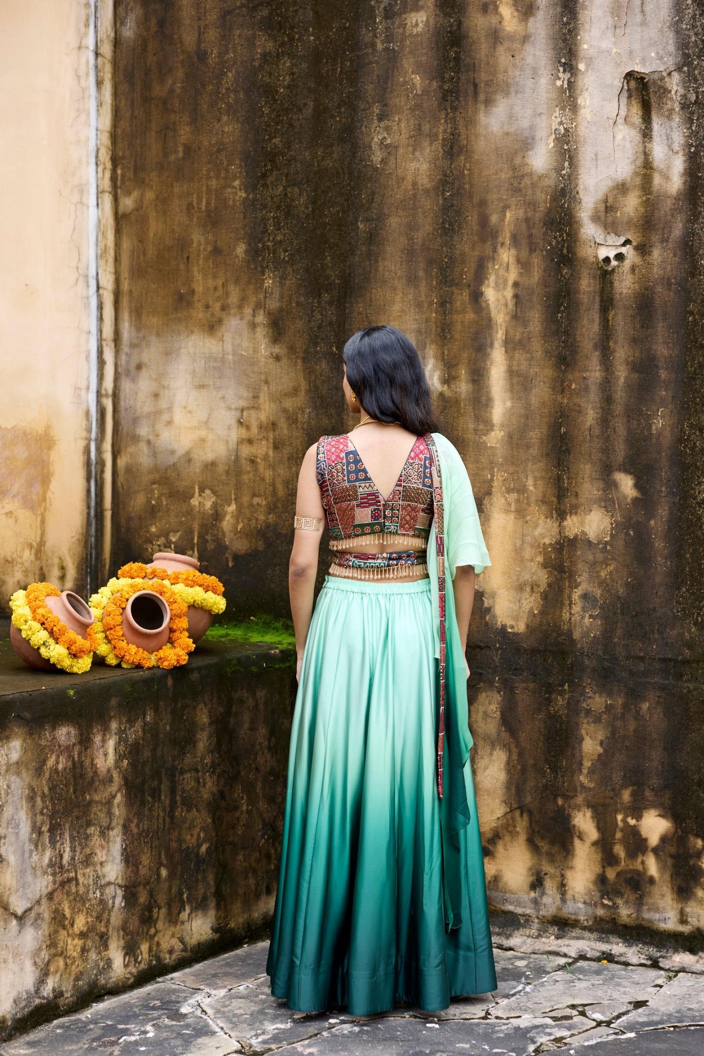 Mint Green Ombre Lehenga Set