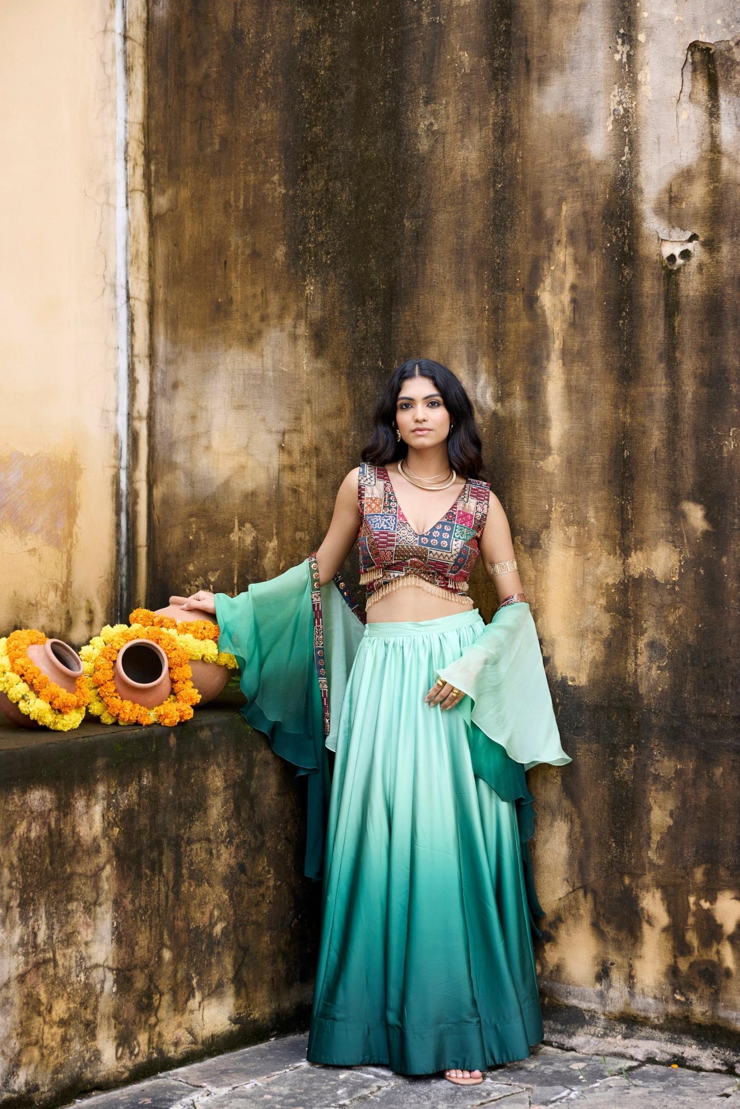 Mint Green Ombre Lehenga Set