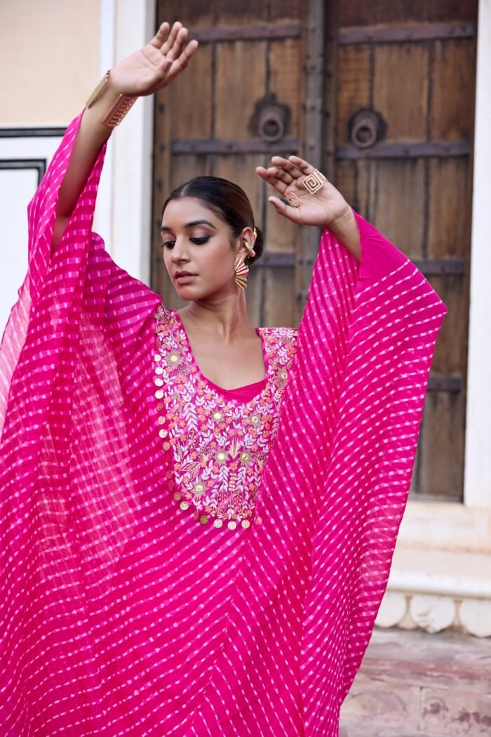 Rani Pink Mothda Kaftaan Set