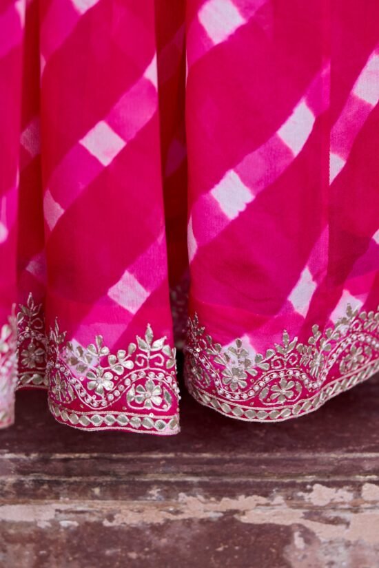 Pink Long Tasseled Cape Sharara Set