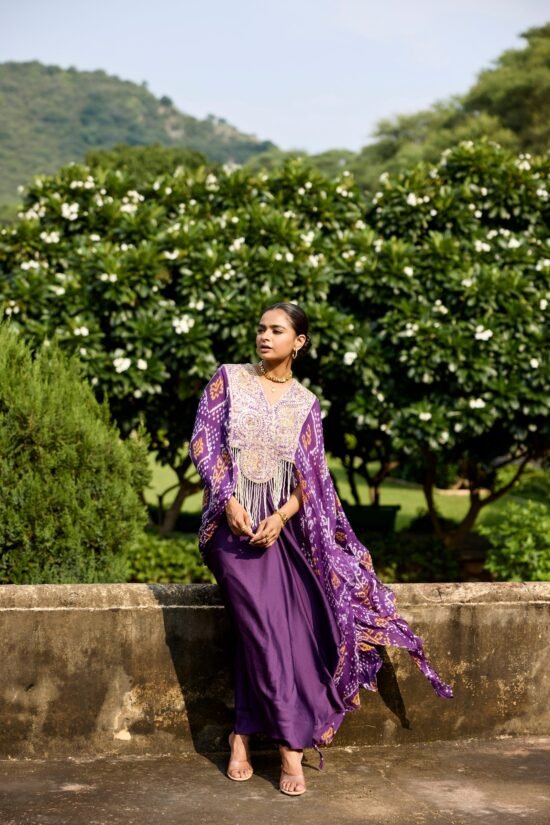 Purple Gota Patti Cape Set