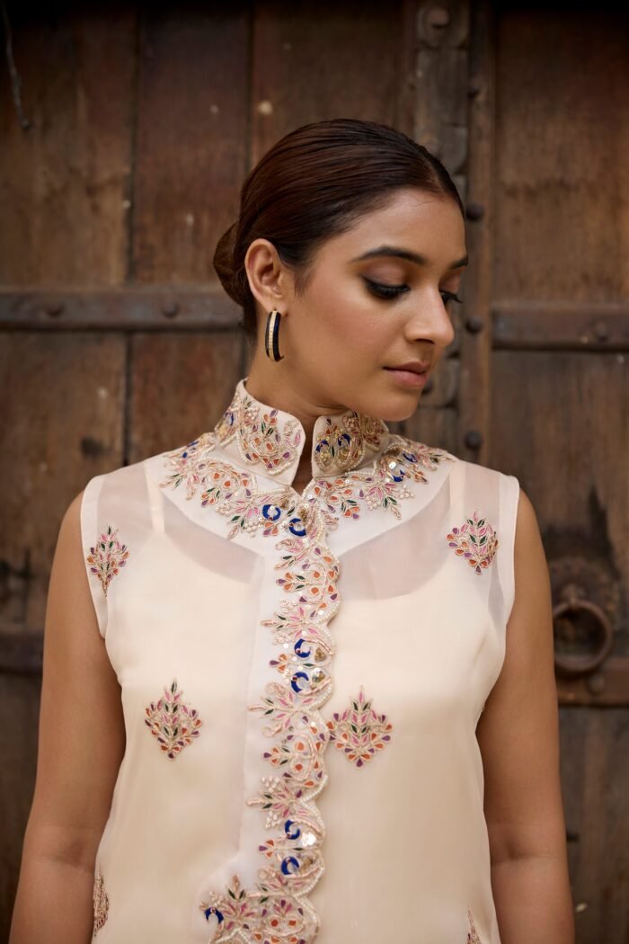 Champagne Gota Patti Jacket Set