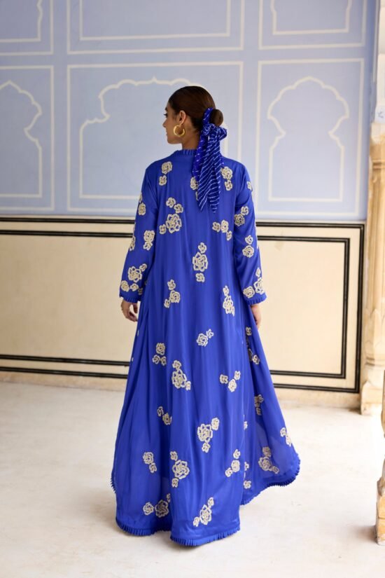 Royal Blue Dhoti Cape Set