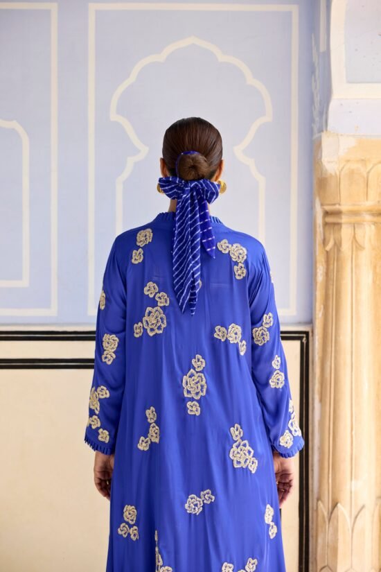 Royal Blue Dhoti Cape Set