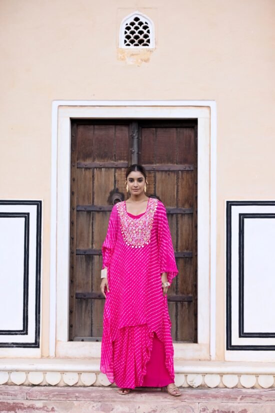 Rani Pink Mothda Kaftaan Set