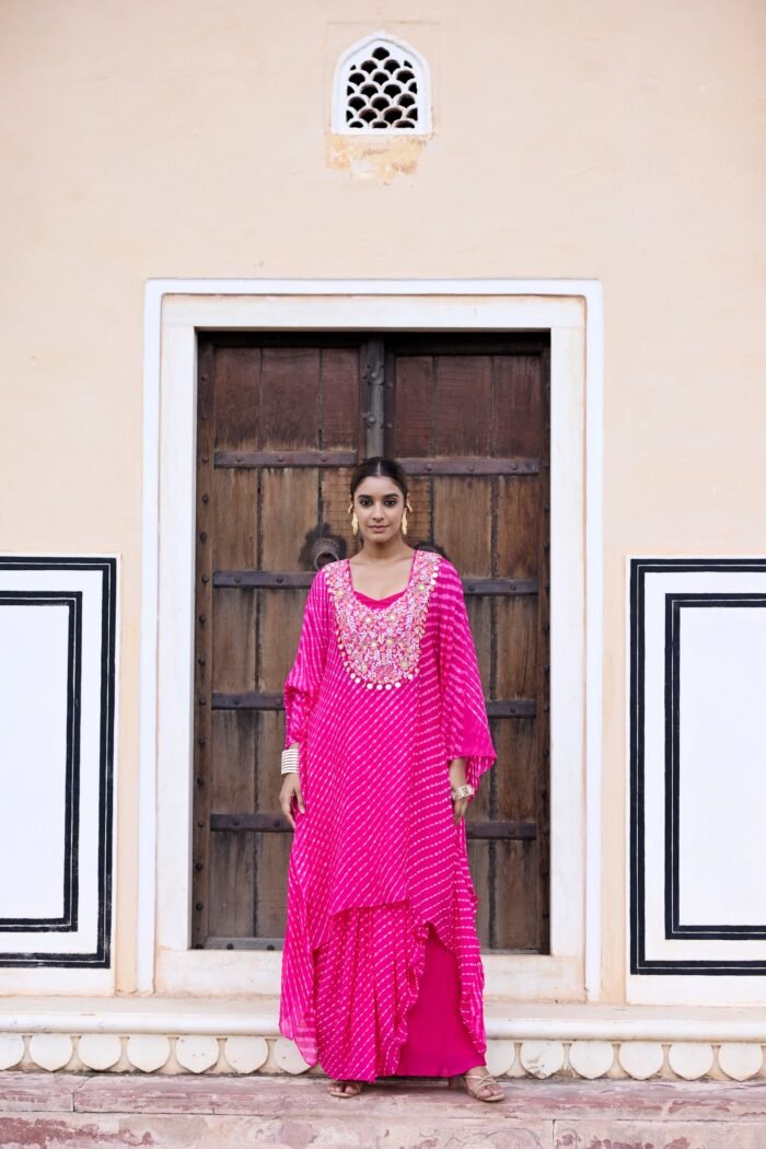 Rani Pink Mothda Kaftaan Set