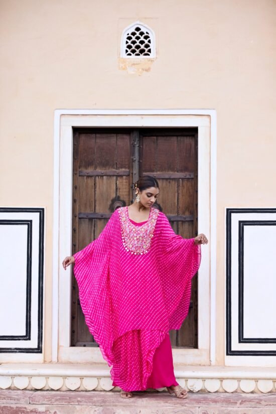 Rani Pink Mothda Kaftaan Set