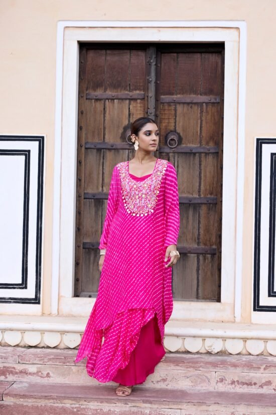 Rani Pink Mothda Kaftaan Set