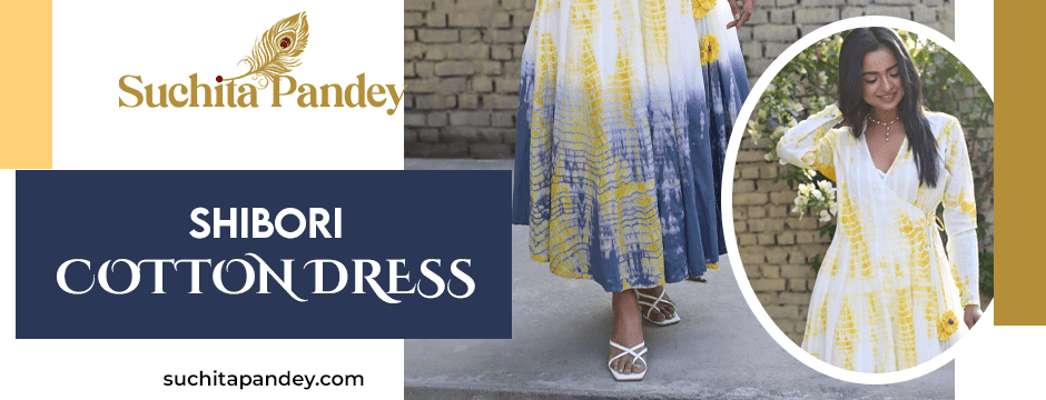 Shibori Cotton Angrakha Dress