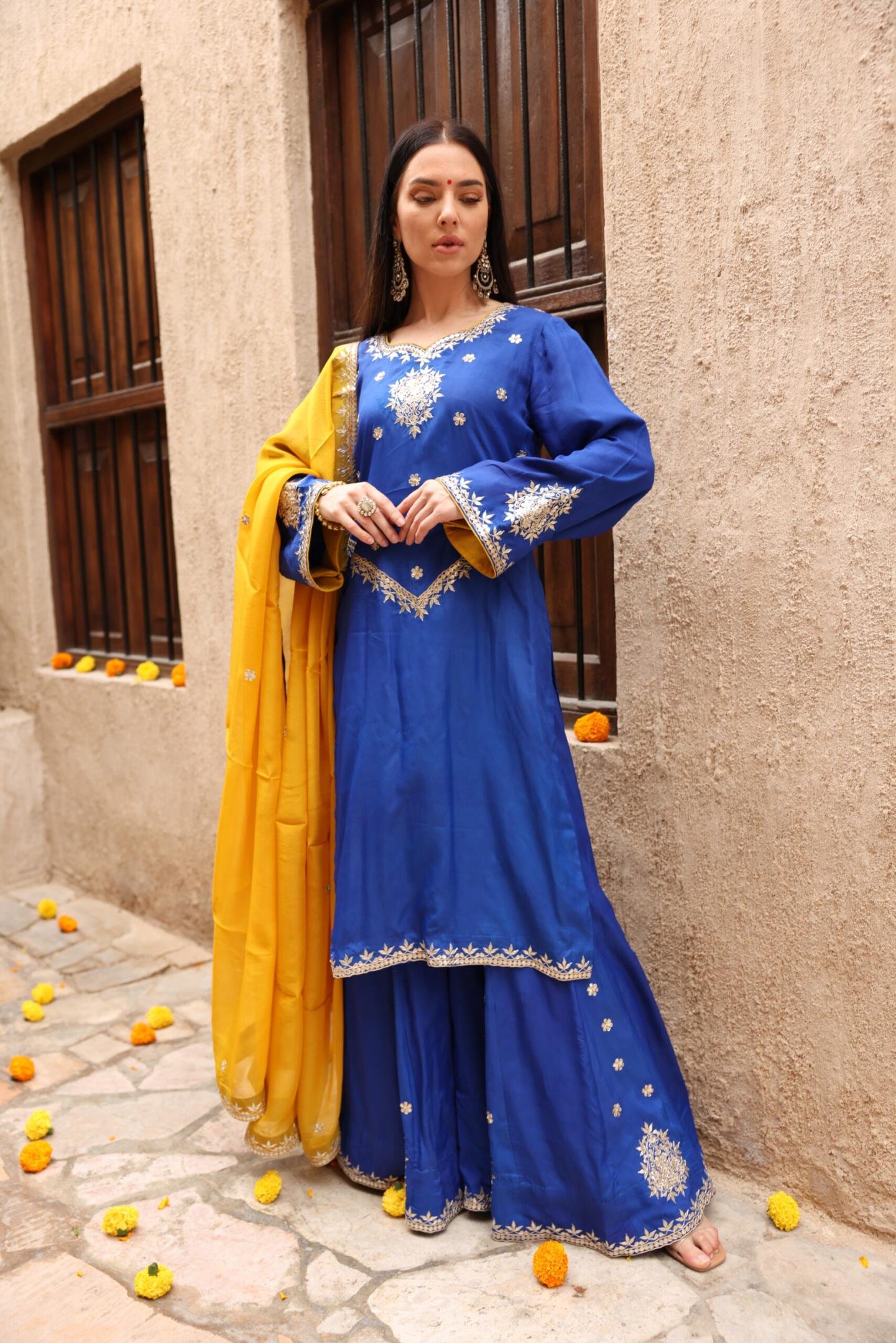 Neelam Gota-Patti Sharara Set