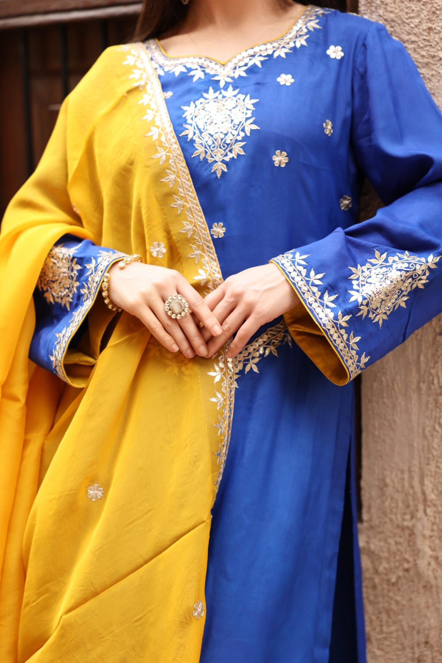 Neelam Gota-Patti Sharara Set