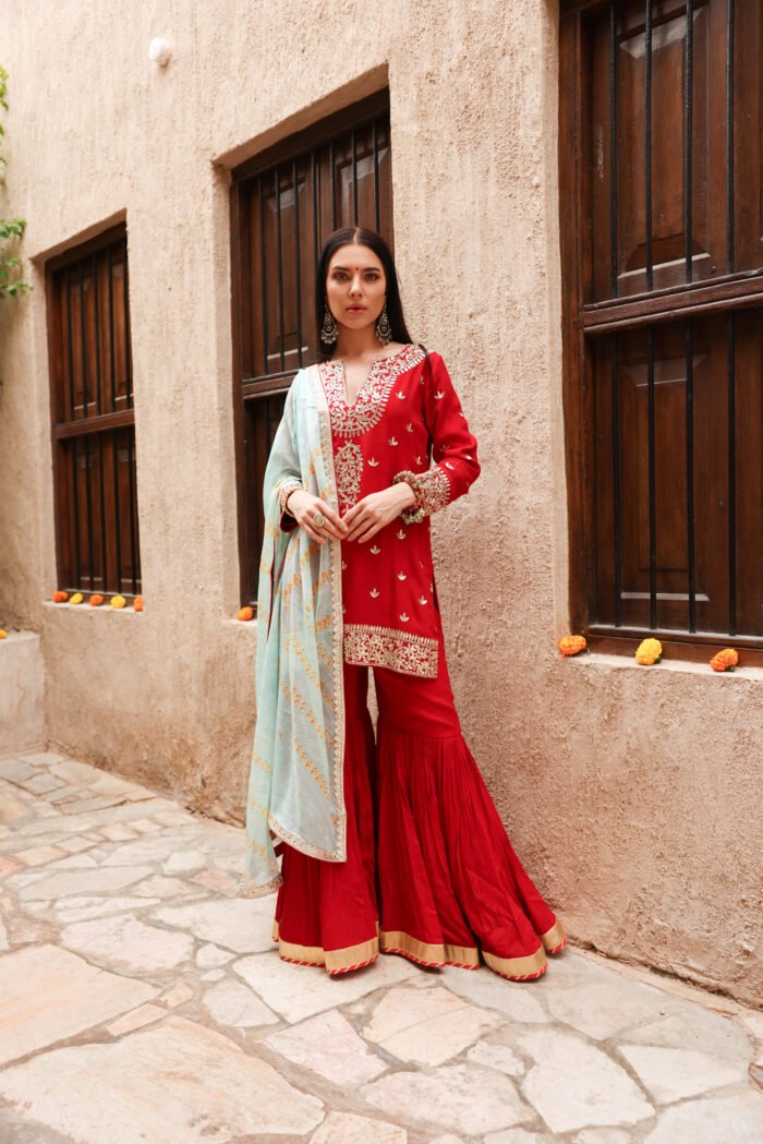 Surkh Laal Sharara Set