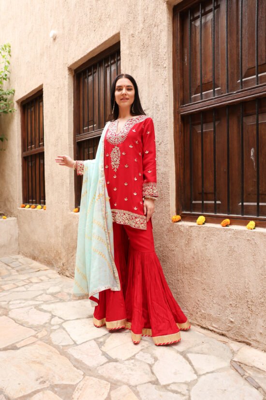 Surkh Laal Sharara Set