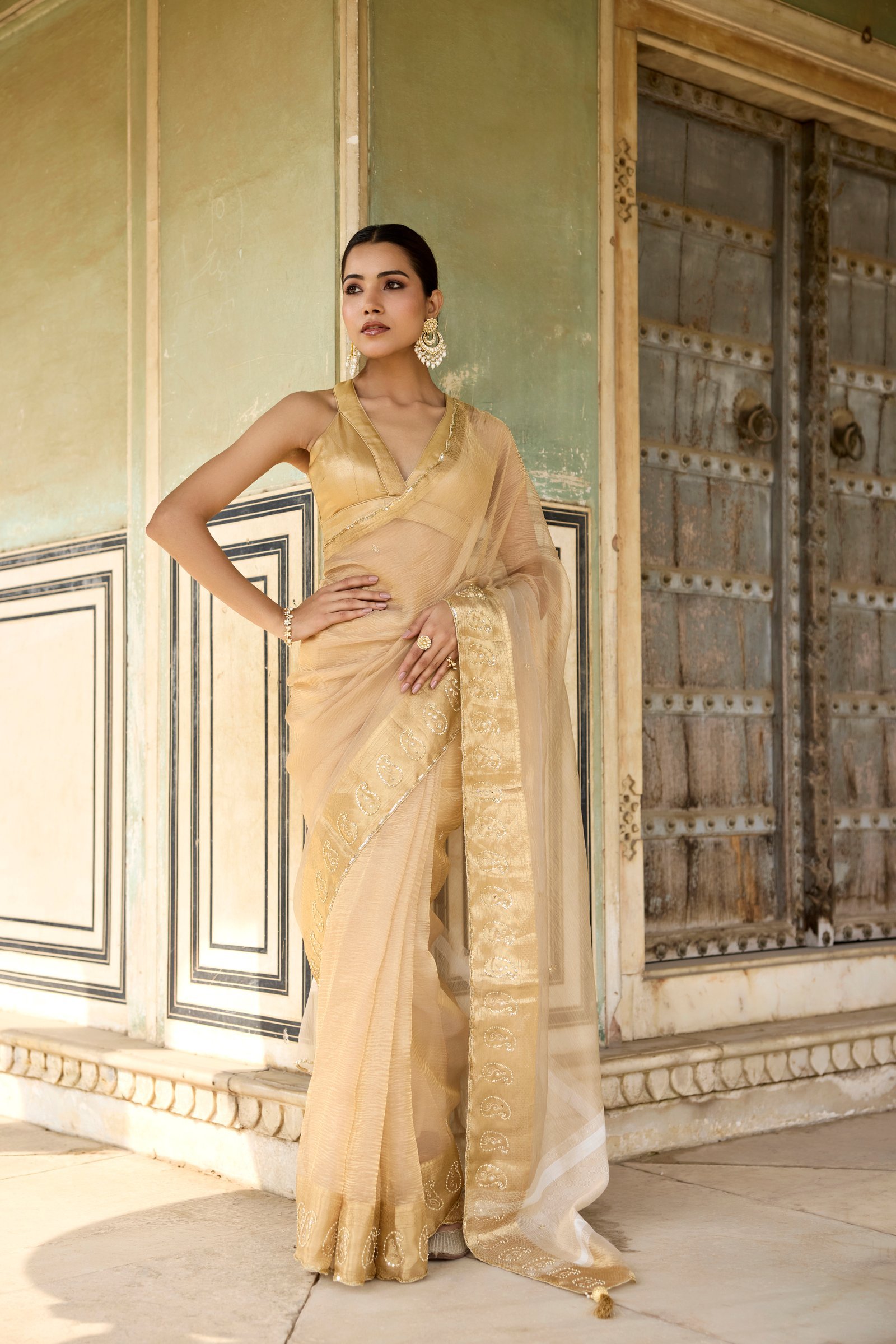 Golden Tissue Saree