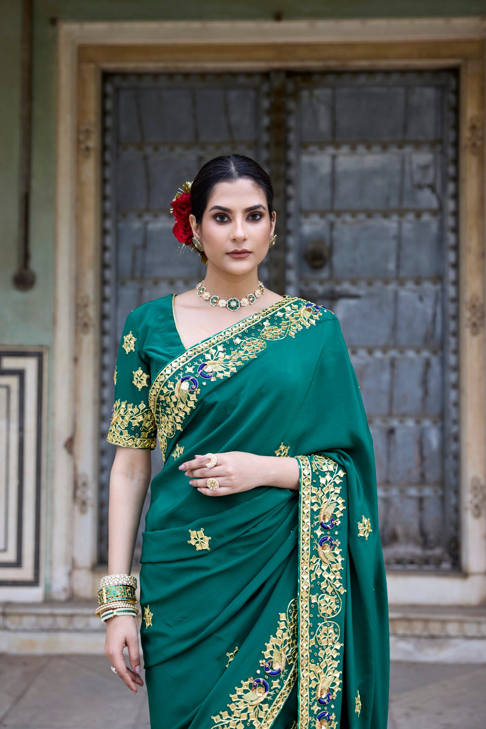 Ranisa Emerald Green Saree