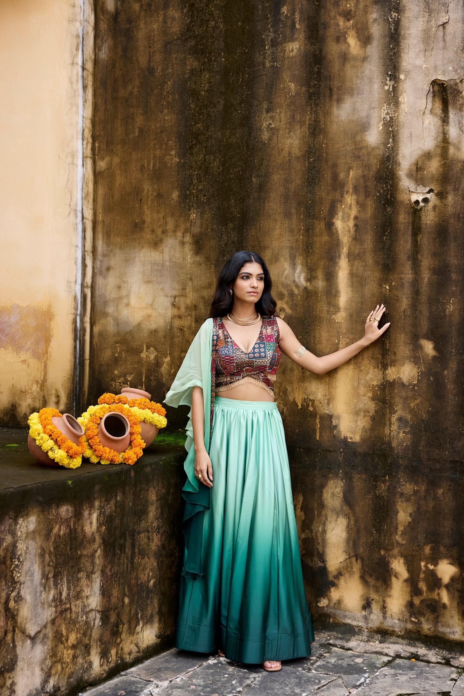 Mint Green Ombre Lehenga Set