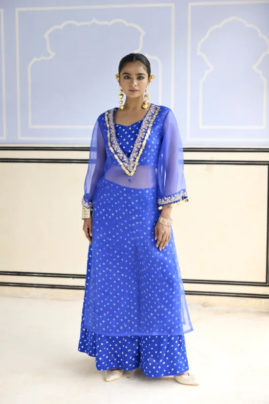 Royal Blue Chhanak Kurta Set