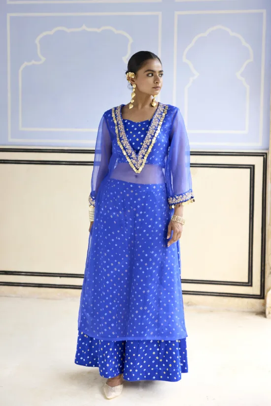 Royal Blue Chhanak Kurta Set