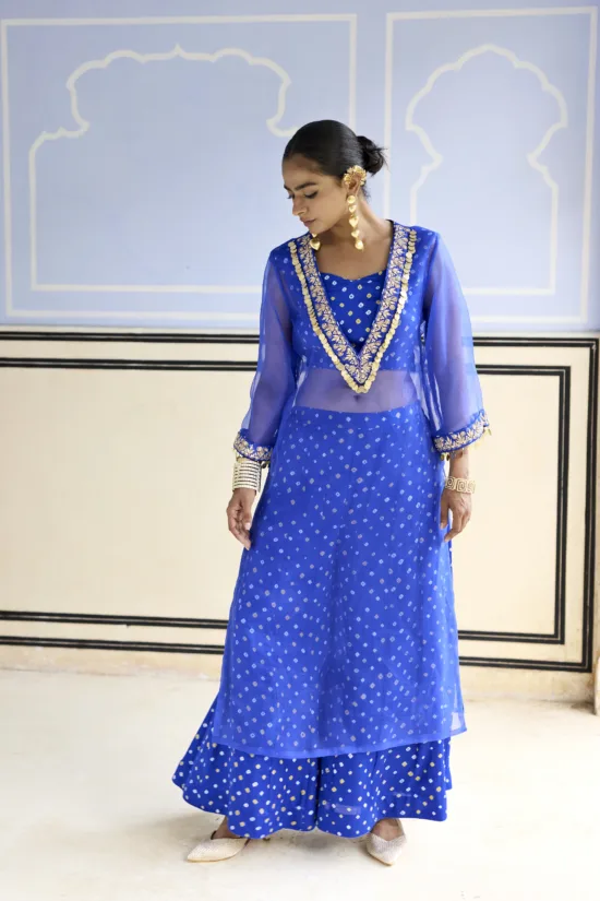 Royal Blue Chhanak Kurta Set