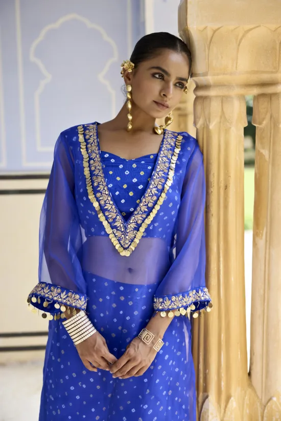 Royal Blue Chhanak Kurta Set