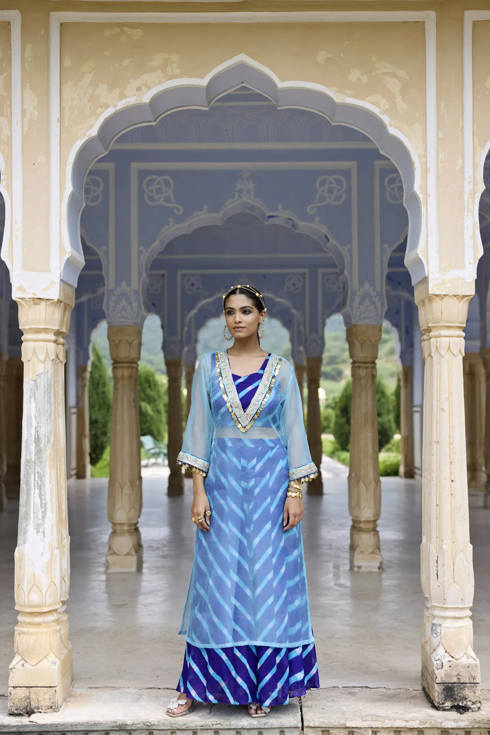 Turquoise Blue Chhanak Kurta Set