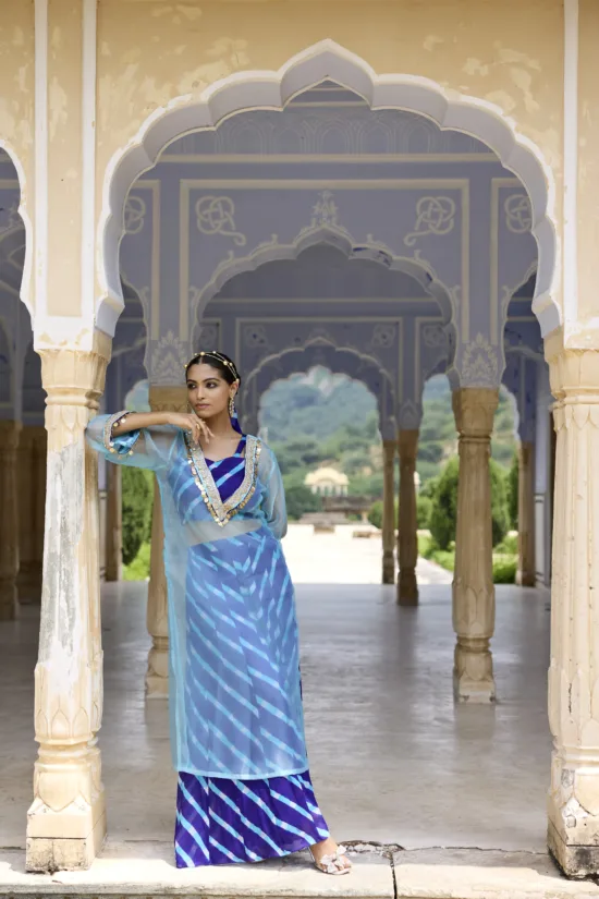 Turquoise Blue Chhanak Kurta Set