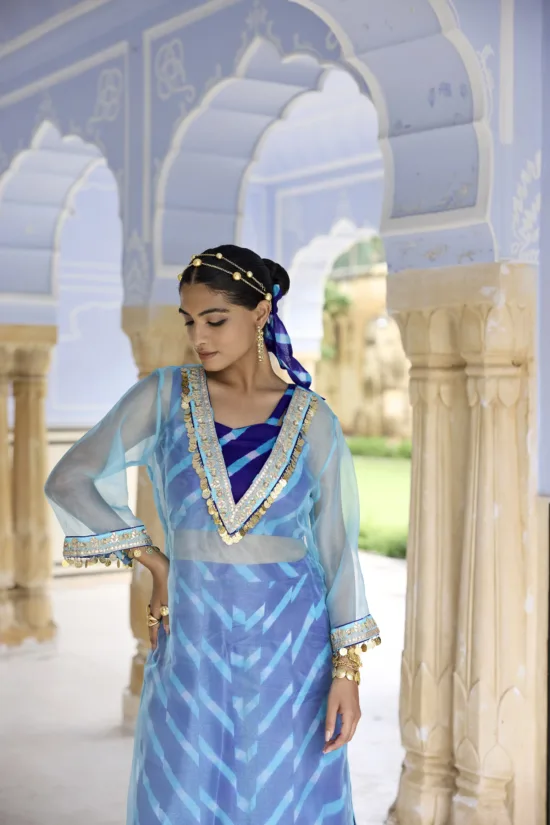 Turquoise Blue Chhanak Kurta Set