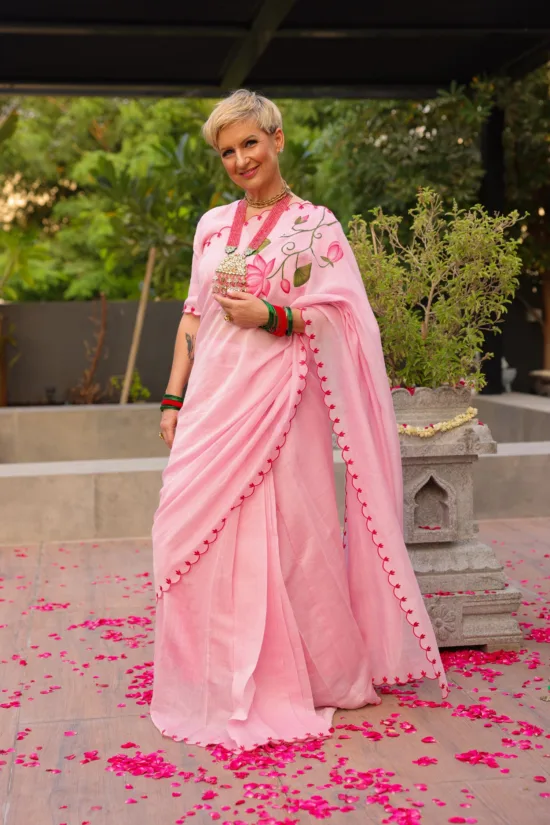 Pink Chanderi Saree
