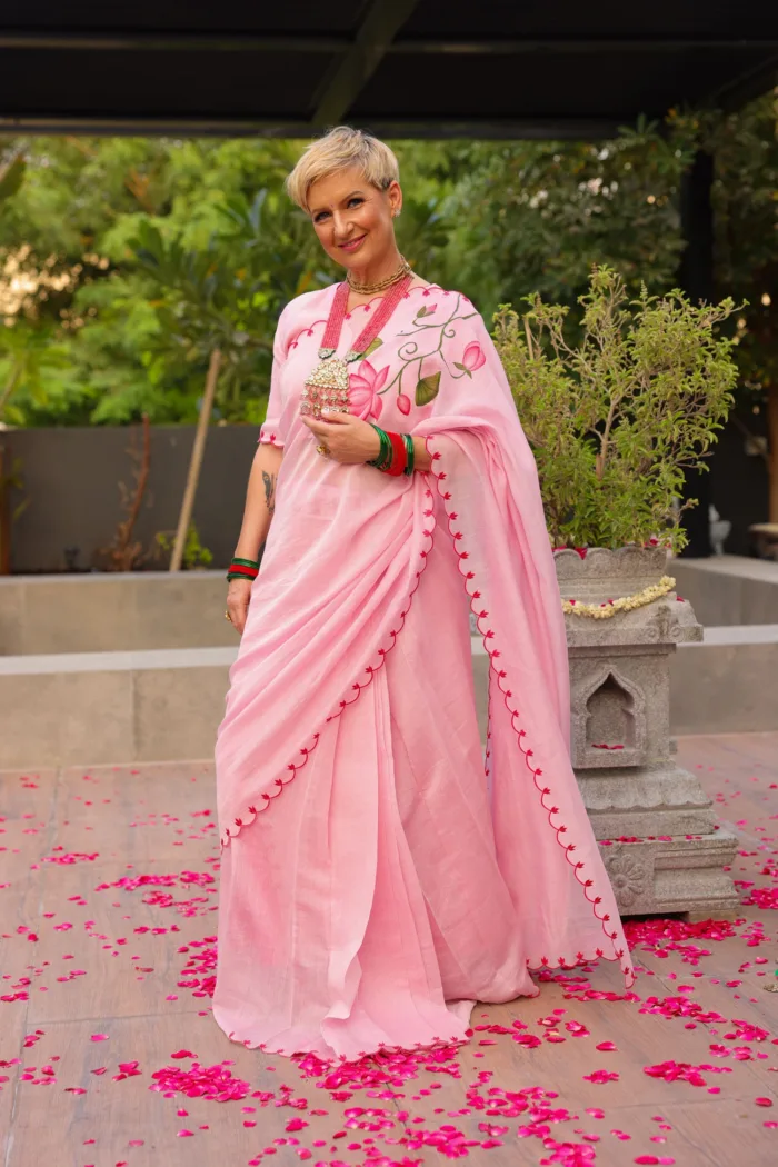 Pink Chanderi Saree