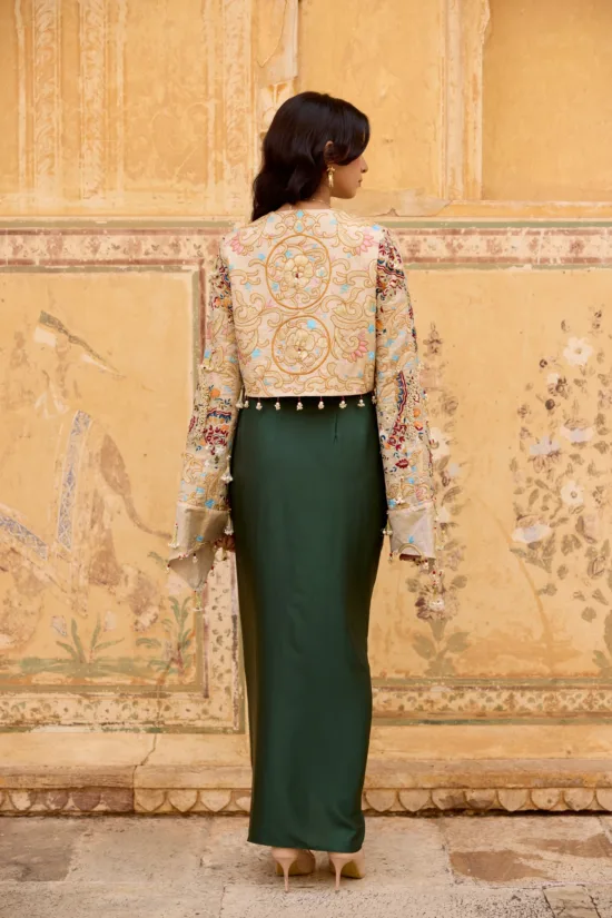Handcrafted Pure Tissue Cape Jacket Set