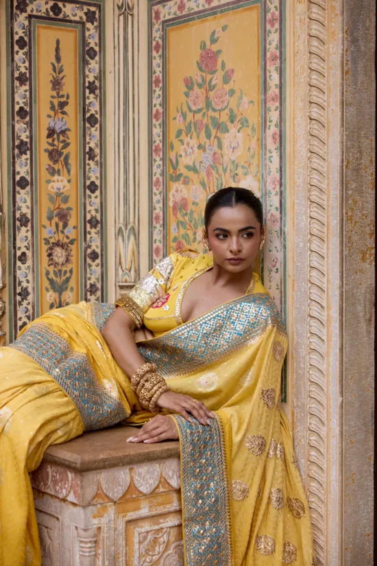 Mustard Yellow Banarasi Silk Saree