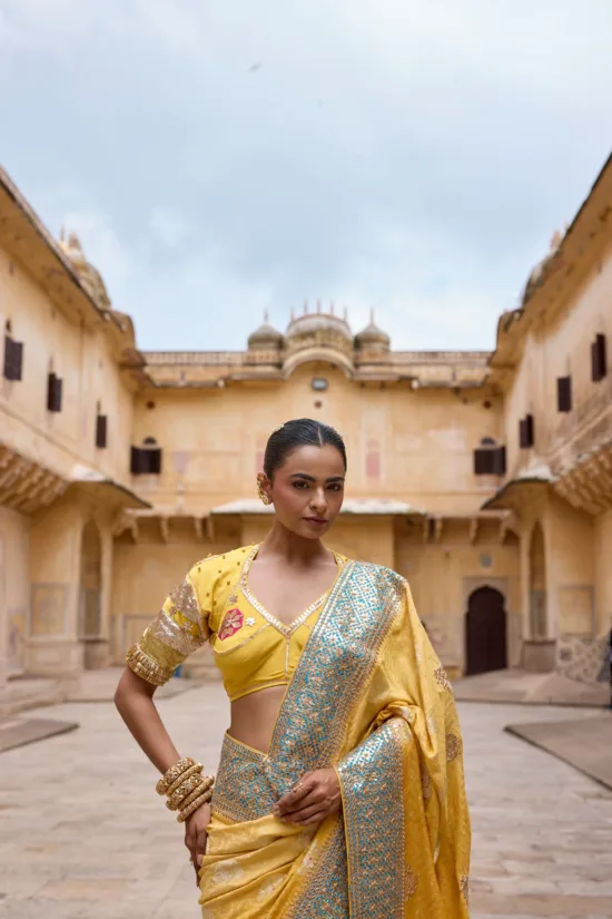 Mustard Yellow Banarasi Silk Saree