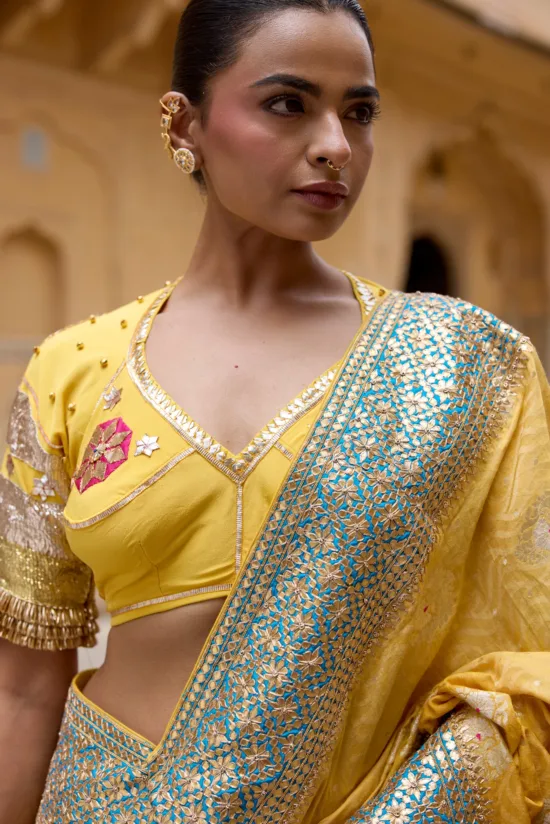 Mustard Yellow Banarasi Silk Saree