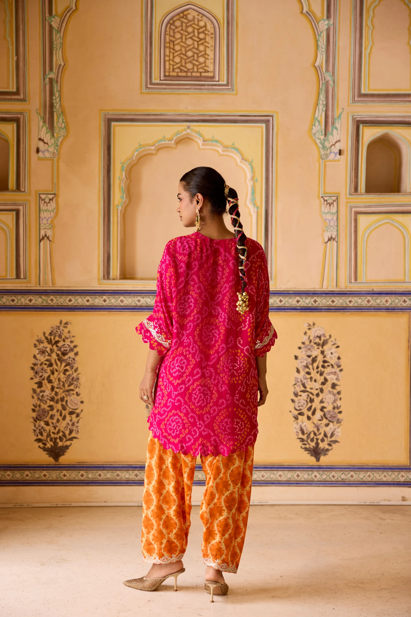 Pink Bandhani Kimono Set
