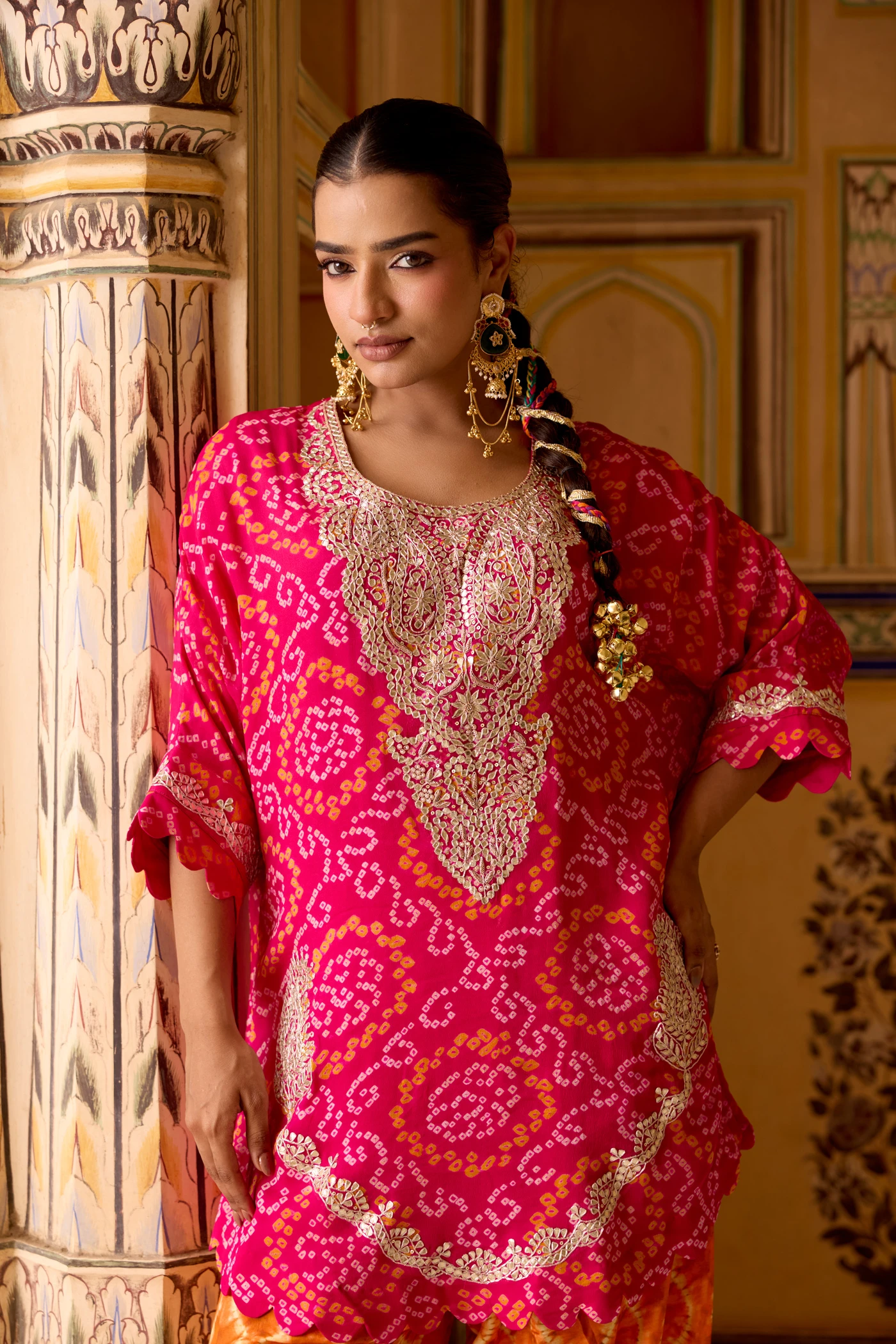 Pink Bandhani Kimono Set