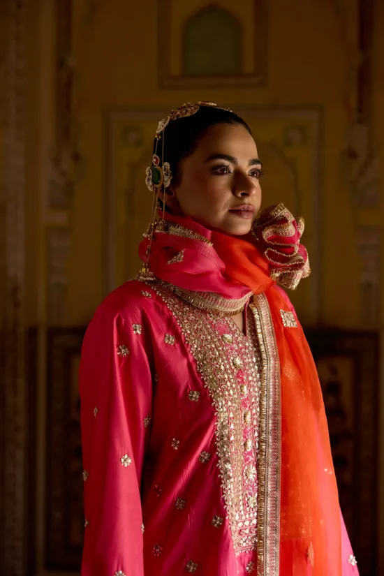 Pink kurta with Farsi salwar