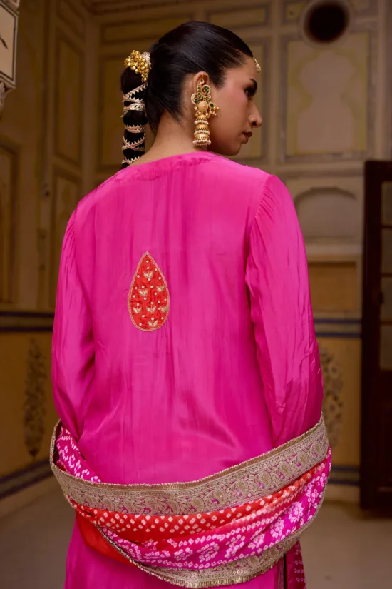 Pink tissue sharara set
