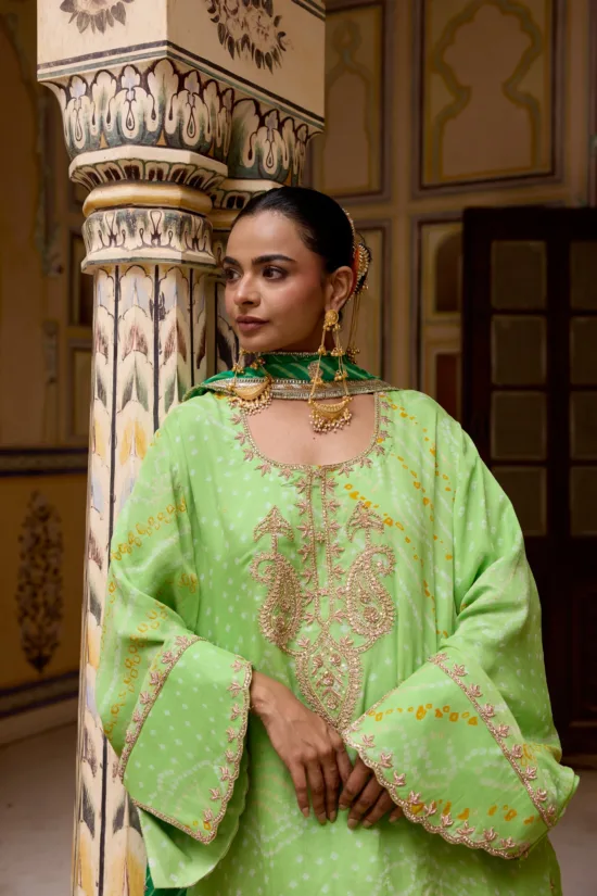 Pista Green Marodi Farshi salwar Set