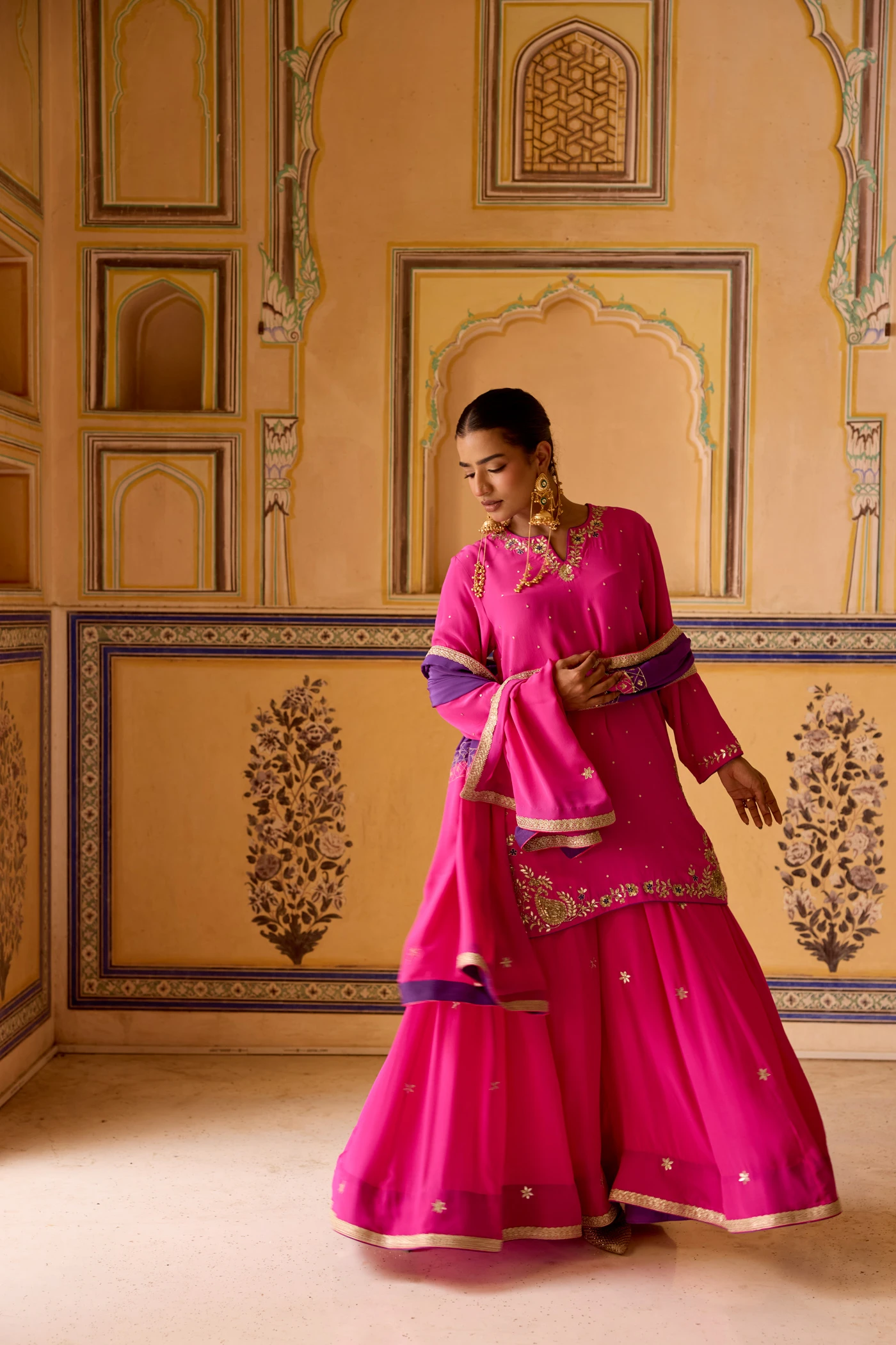 pink purple sharara set